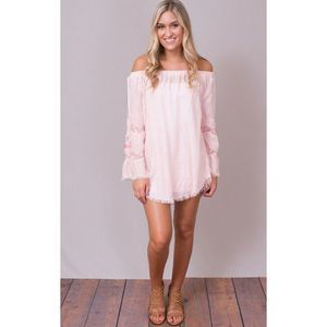 Billy T Embroidered Dusty Pink Off Shoulder Tunic Size Medium
